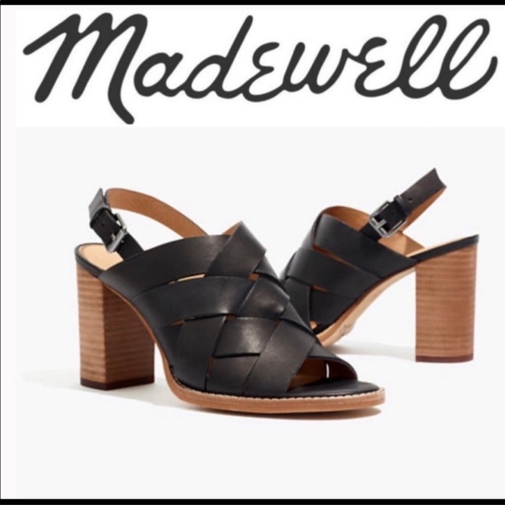 NWT Madewell Black Cindy Sandals Wedge 6.5